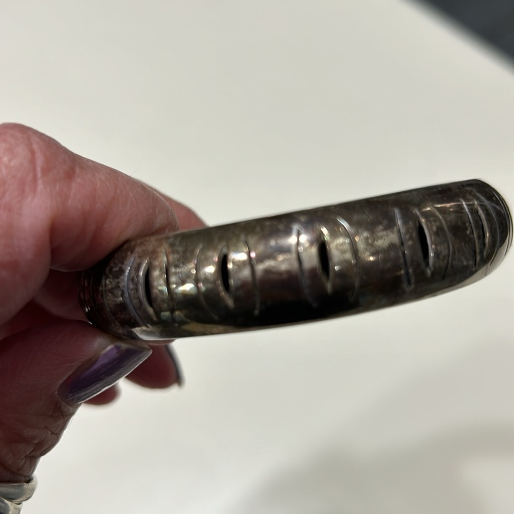 Heavy Solid Sterling Silver Vintage Bangle Bracel… - image 3